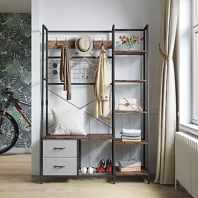 $89.99 • Buy 6-in-1 5 Tier Entryway Hall Tree Storage Bench W/ Coat Rack & Shoe Bench Cabinet