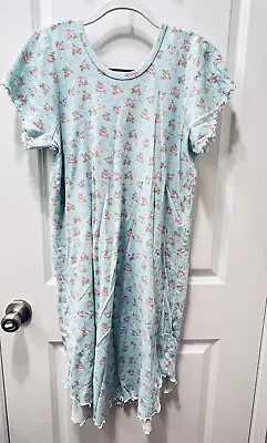 Vintage Cotton T-Shirt Nightgown Womens Size S Green Cottage Core Roses • $9