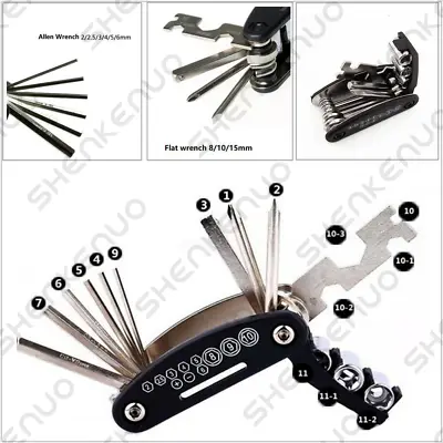 $12.33 • Buy Parts Motorcycle Repair Tool Set Hex Wrench+Screwdrivers+Allen Key+Nuts For Moto