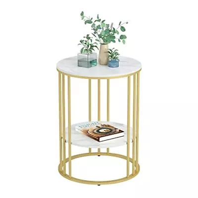 Marble Top Side Table Gold: Small Circle End Tables 40 X 54cm Sintered Stone • £124.99