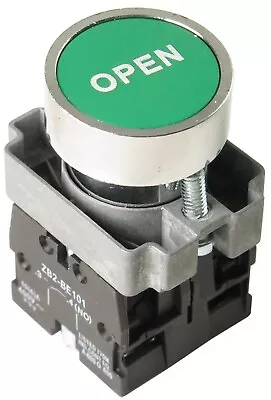 22mm Push Button Fits XB2-BA35 Green  OPEN  Momentary 1NO 1NC YC-XB2-BA35-START • $9.99