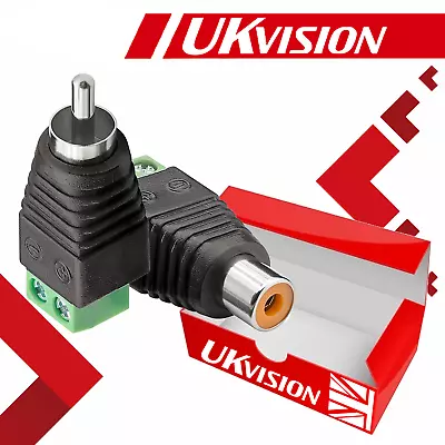 Speaker Wire Cable Audio To Male + Female RCA LED Connector Adapter Plug Jack UK • £4