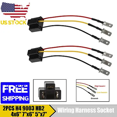 2PCS H4 9003 HB2 Wiring Harness Socket For 4x6  7 X6  5 X7  Car Truck Headlight • $5.69