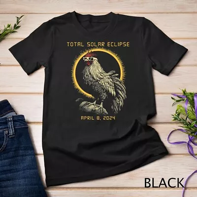 2024 Total Solar Eclipse April 8 Funny Rooster With Glasses Unisex T-shirt • $16.99