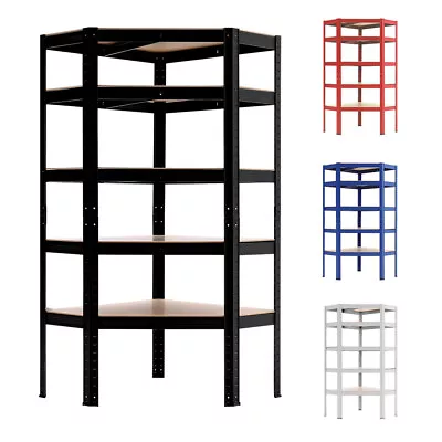 Storage Corner Shelf Adjustable Garage Shelving 5 Tier Metal Boltless Rack Shelf • £49.95