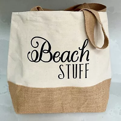 New Natural Jute Beach Bag Beach Stuff Bag Cream Tote Bag Holiday Bag Tote Bag • £19.99