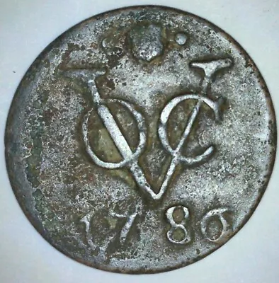 1786 UTRECHT VOC Duit Dutch East Indies Colonial Copper Coin New York Penny NL17 • $19.95