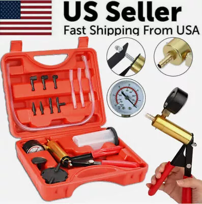 Hand Held Vacuum Pressure Pump Tester Set Brake Fluid Bleeder Bleeding Kit  Box • $15.98