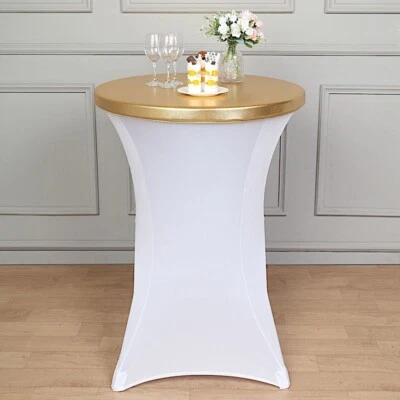 $11.48 • Buy Round Fitted Metallic Spandex Cocktail Table Top Cover Party Events Decorations