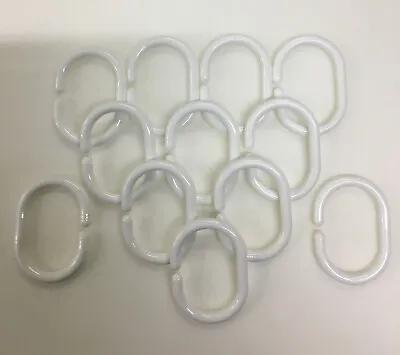 # Shower Curtain Rings White Plastic Bathroom  Loop Clips C-Rings X 12 • £2.99