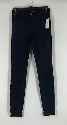 J Brand Mid Rise Super Skinny Coated Black Lace Jeans Size 24 NWT • $59.99