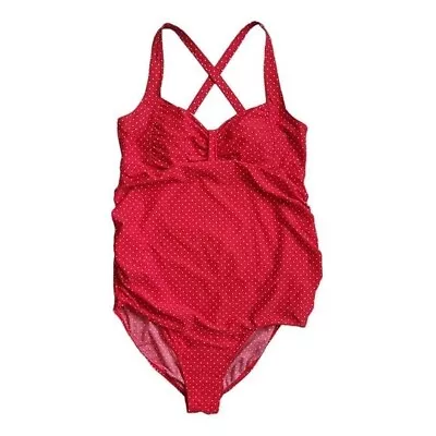 Motherhood Maternity XL Red Polka Dot Pin-Up Style One Piece Swimsuit • $20