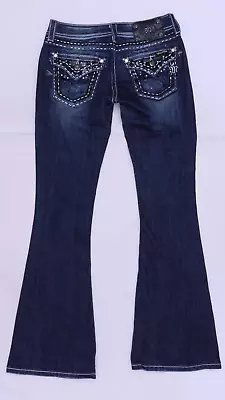 C3418 VTG Miss Me Western Ranch Crystal Pocket Denim Flare Jeans Size 25 • $14.99