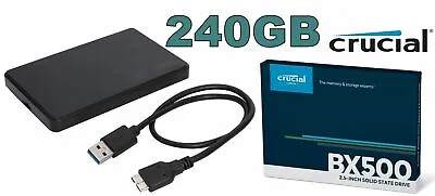 Crucial 240G SSD Drive + External USB 2.5  Ext Hard Disk Enclosure USB3 3.0 FAST • $99