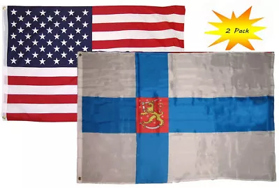 3x5 3’x5’ Wholesale Set (2 Pack) USA American & Valtiolippu Finland Flag Banner • $15.55