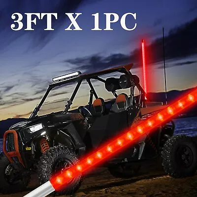 3FT Red LED Whip Light Flag For ATV UTV Accessories RZR Can-Am Polaris Antenna • $32.99