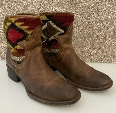 Freebird By Steven Womens Cablo Blanket Brown Leather Ankle Boots Size 8 M • $49.99