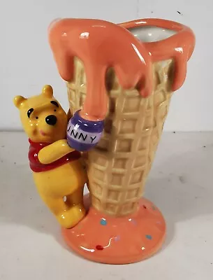 Winnie The Pooh Ceramic Waffle Ice Cream Cone Holder Sundae Dish Disney • £14.95