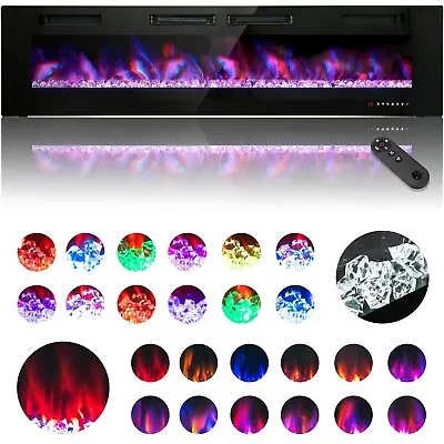 72  Electric Fireplace Wall-Mounted Recessed Fireplace Heater W/ Remote Control • $349.99