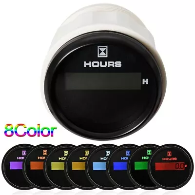 802-00135 Black Marine Boat Digital Hour Meter 52mm/2  - 8Colors LED Waterproof • $18