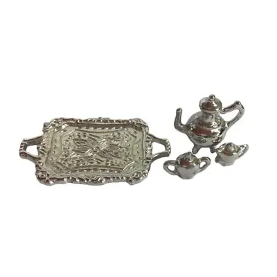 Dollhouse Miniature 1:12 Silver Tea Set • $4.75