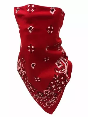 VELCRO®Brand ADJUST RED PAISLEY FACE COVER BIKER BANDANA NECK SHIELD Reversible • $29.03