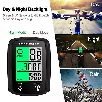 Wireless Mountain Bike Speed Computer Waterproof Bicycle Speedometer N4G7 • $7.09