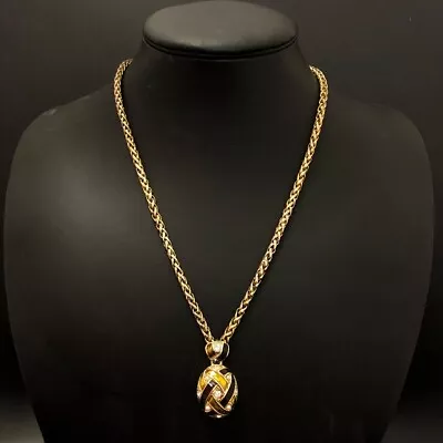 Necklace Fabergé Egg Pendant Costume Black Gold Crystal Faux Pearl Women RMF03LW • £8.50