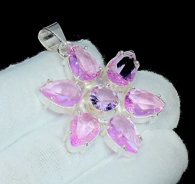 Pink Morganite Gemstone Handmade 925 Sterling Silver Jewelry Anniversary Pendant • $18.99