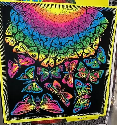 BUTTERFLIES VINTAGE 1970's BLACKLIGHT HEADSHOP POSTER By M.C. ESCHER -NICE! • $222.10