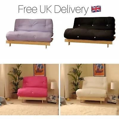  Single Futon Wooden Frame Sofa Bed And Mattress • £149.99