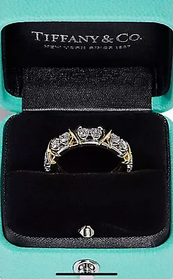 Tiffany & Co. Jean Schlumberger 16 Stone Diamond Band Ring 18k Gold Pt950 Size 6 • $10695