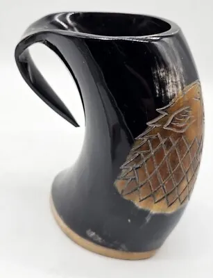 The Viking Large Beer Vintage Natural Horn Handle Wine Beer Drinking Mug Glass • $40