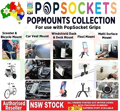 $18.50 • Buy Authentic PopSocket Mounts For Phone Motor Push Bike Car Desk Multi Surface  