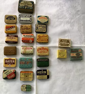 20 Vintage  Metal Aspirin Tins 3 Cardboard • $25