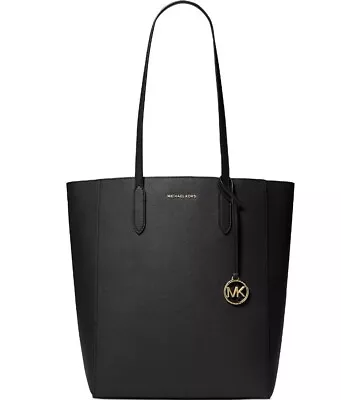 MICHAEL KORS Sinclair North South Faux-leather Shopper Large Tote Bag -BLACK • $115