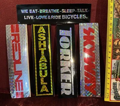 VINTAGE 1980s BMX REFLECTIVE HOLOGRAM BOOTLEG STICKER SET! REDLINE ASHTABULA +++ • $39.99