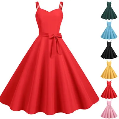 £9.50 • Buy Women Vintage Swing Dress Rockabilly 50s 60s Pinup Cocktail Party Evening Dress