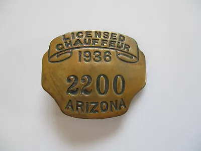 $120 • Buy Antique Vintage 1936 Arizona Taxi Driver CDL Chauffeur Employee ID Badge Pin