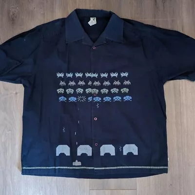 VINTAGE SPACE INVADERS BUTTON DOWN SHORT SLEEVE SHIRT XL Rare • $99.99