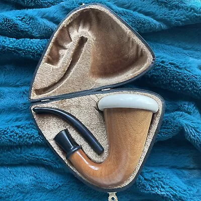 Estate Unsmoked Beautiful Condition Calabash Meerschaum Pipe In Custom Case • $83