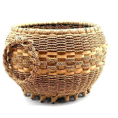 Native American Basket Passamaquoddy Sweetgrass Antique Maine Estate B40 • $244.99