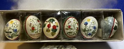 Vintage Easter Hand Painted Collectible German Decorative Egg Ornament Lot Of 6 • $18.95