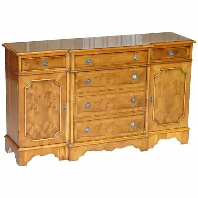 Burr & Burl Yew Wood Faux Drawer Fronted Library Bookcase Sideboard With Shelves • £1350