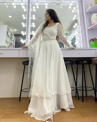 $60.39 • Buy Gown Salwar Kameez Suit New Party Wear Pakistani Indian Wedding Dress Bollywood