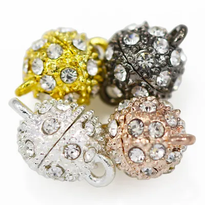 £4.33 • Buy Rhinestone Crystal Silver / Gold Plated Strong Magnetic Round Ball Clasps 