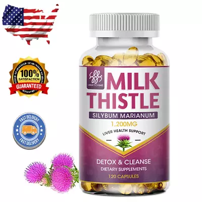 Milk Thistle Capsules 1200MG With Dandelion Root Liver Detox Dietary Supplement • $13.99