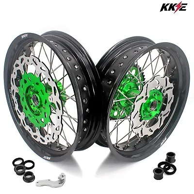 $889 • Buy KKE 3.5/4.25 Supermoto Wheels Fit KAWASAKI KX250F 06-19 KX450F 06-18 CNC Hub Rim