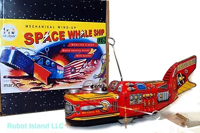 Tin Toy Space Whale Robot Windup Red St. John Toys Special Edition • $35