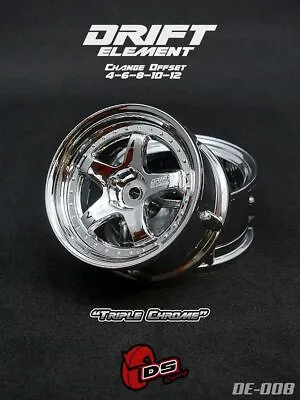 RC Car Wheel Rim Set 2pcs - DS Racing Drift Elements DE-008 Changeable Offset • £14.50